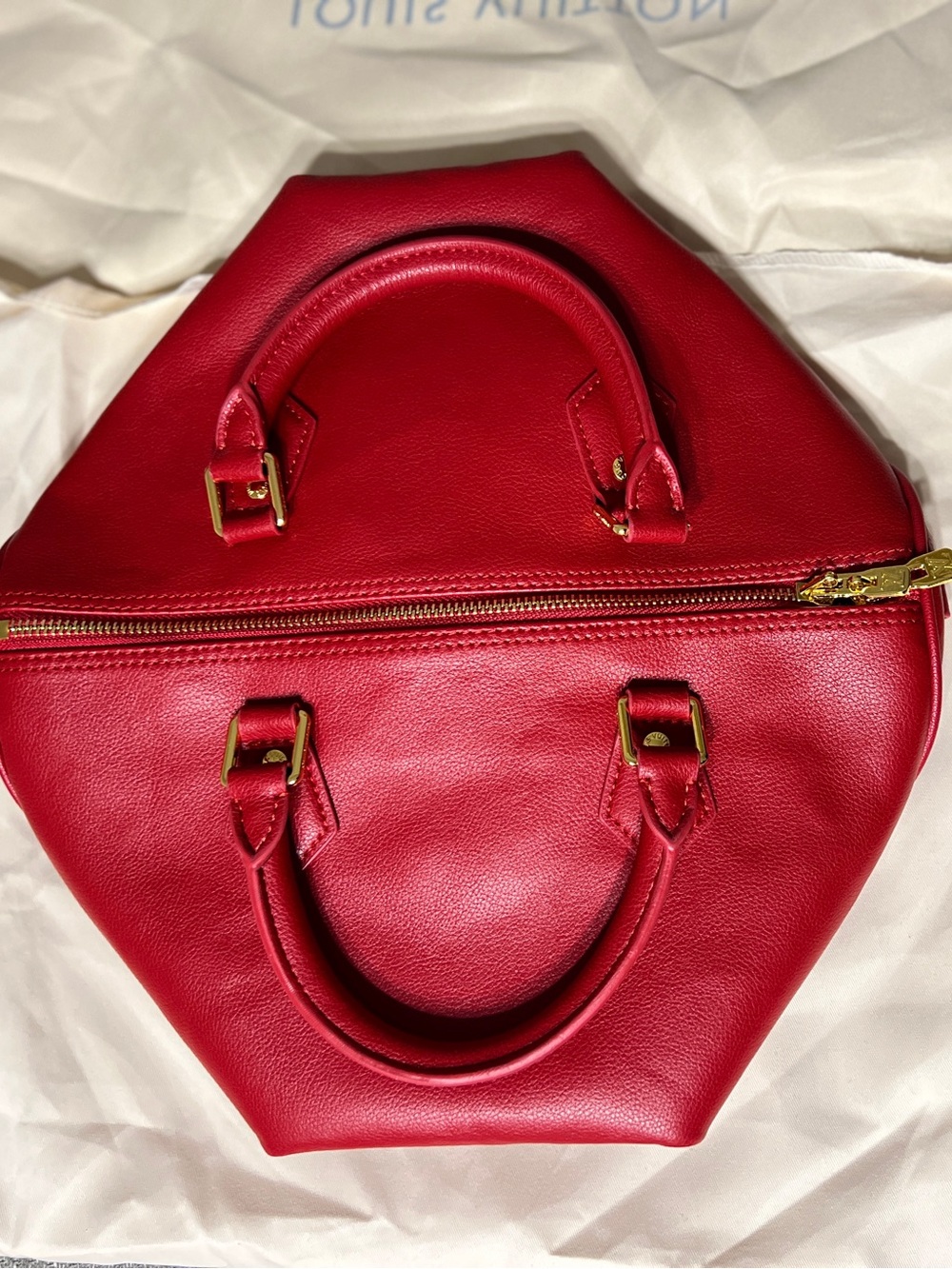 Red PU leather Top-Handle Bag